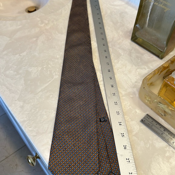 Stefano Ricci Blue and Gold Geometric Tie, 100% Silk, Made in Italy - Picture 9 of 9